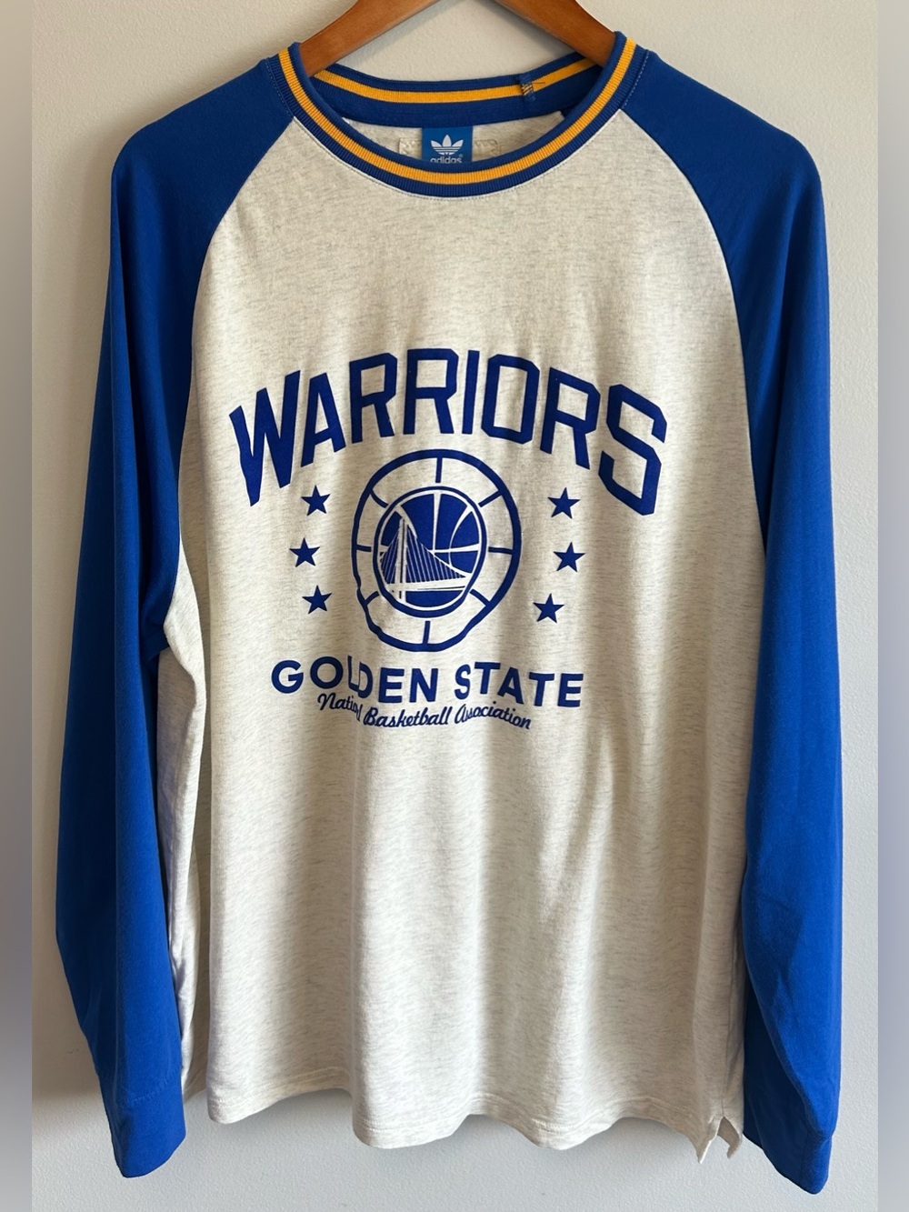 Adidas Originals NBA Golden State Warriors Long-Sleeve Raglan T-shirt Men’s XL